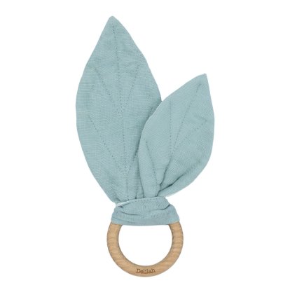 Personalised Autumn Leaf Teething Ring - Mixed Mint