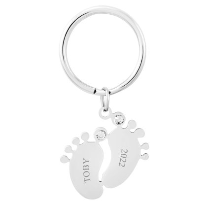 Personalised Baby Feet Keyring - Name & Date