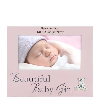 Personalised Baby Girl Wooden Photo Frame