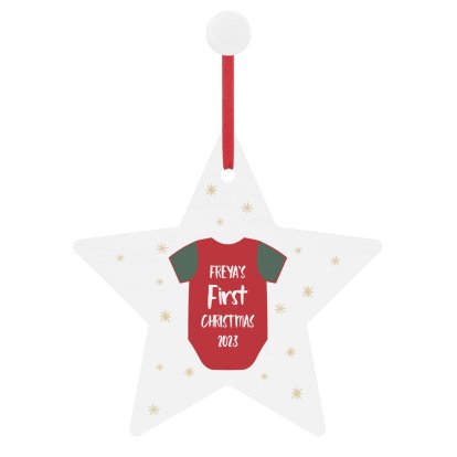 Personalised Baby's 1st Christmas Star Tree Bauble Decoration
