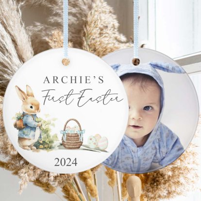 Personalised Baby's 1st Easter Round Photo Decoration