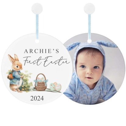 Personalised Baby's 1st Easter Round Photo Decoration