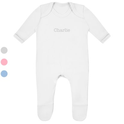 Personalised Baby Sleepsuit - White