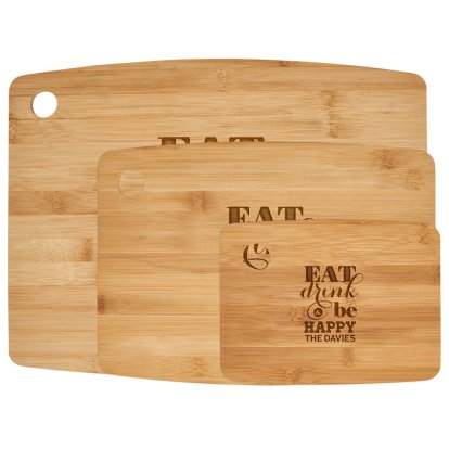 Personalised Bamboo Chopping Board - Eat, Drink & Be Happy