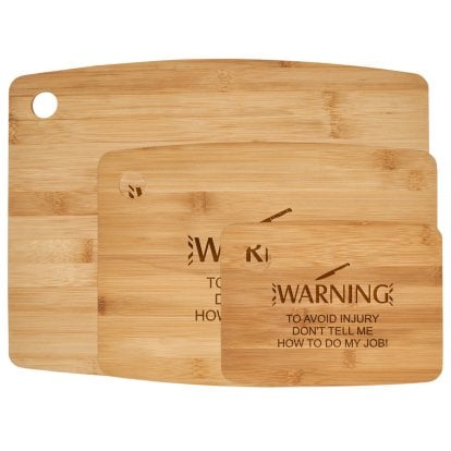 Personalised Bamboo Chopping Board - WARNING