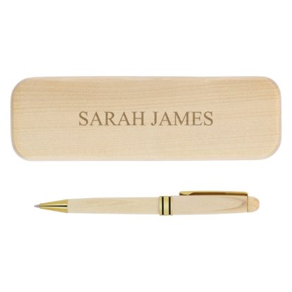Personalised Bamboo Pen & Case with Name