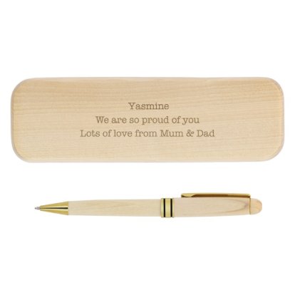 Personalised Bamboo Pen Gift Set with Message