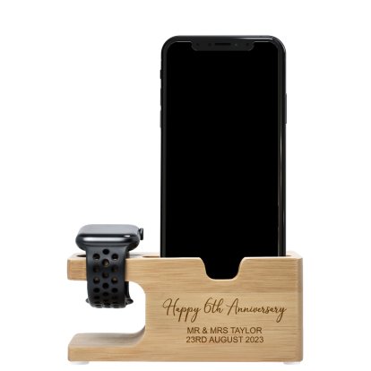 Personalised Bamboo Phone & Watch Holder - Anniversary