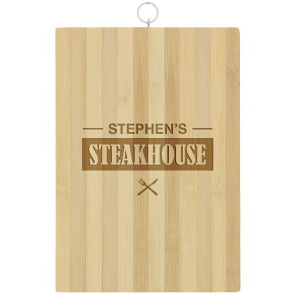 Personalised Bamboo Steak Board with Hanging Hook