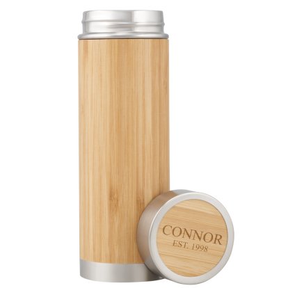 Personalised Bamboo Thermos Flask