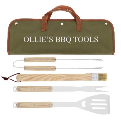 Personalised Barbecue Tool Set & Canvas Bag