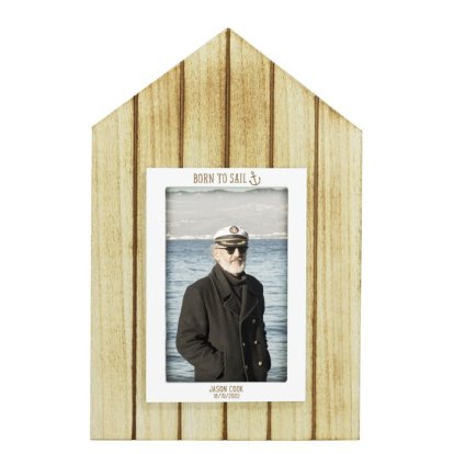 Personalised Beach Hut Photo Frame - Born to Sail
