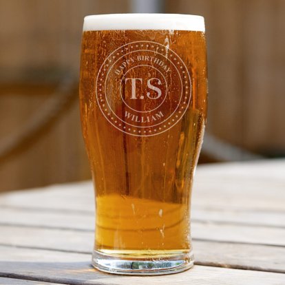 Personalised Beer Pint Glass - Classic Badge 