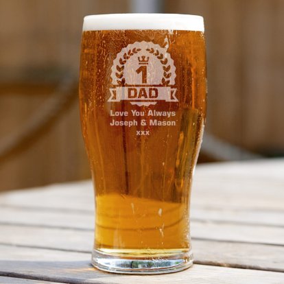 Personalised Beer Pint Glass - Crown Badge 