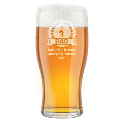 Personalised Beer Pint Glass - Crown Badge