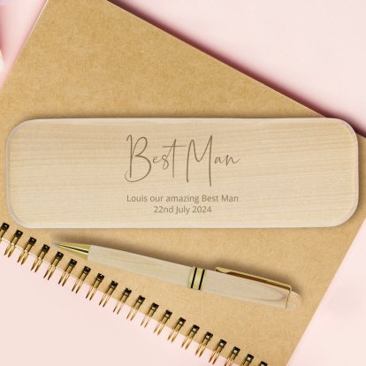 Personalised Best Man Bamboo Pen Gift Set