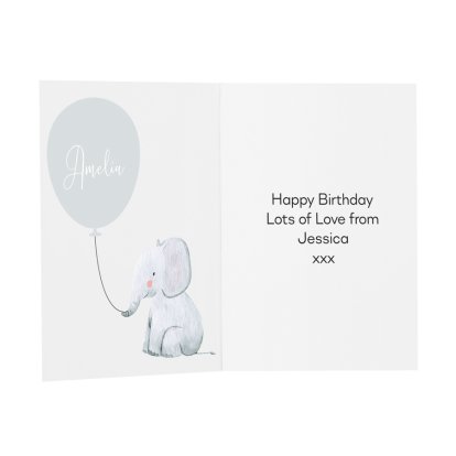 Personalised Birthday Message Card - Elephant Balloon