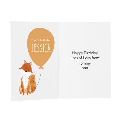 Personalised Birthday Message Card - Fox Balloon