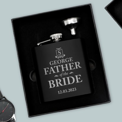 Personalised Black Hip Flask - Initial & Title 
