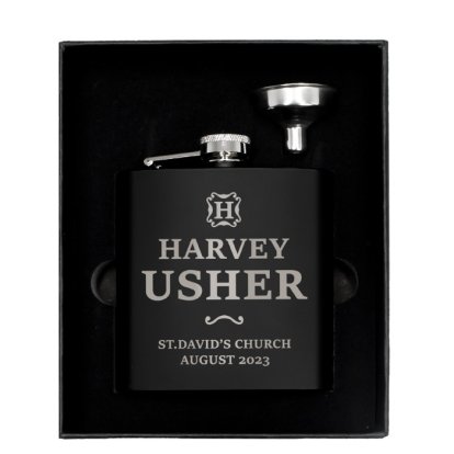 Personalised Black Hip Flask - Usher
