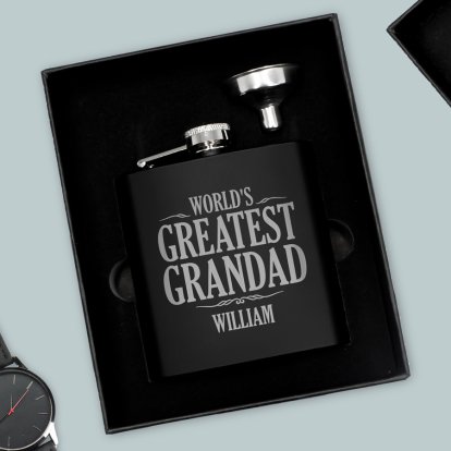Personalised Black Hipflask - World's Greatest 