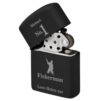 Personalised Black Lighter - No.1 Fisherman