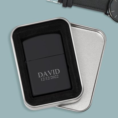 Personalised Black Lighter - Stylish Name and Date