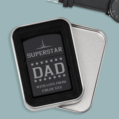 Personalised Black Lighter - Superstar Dad