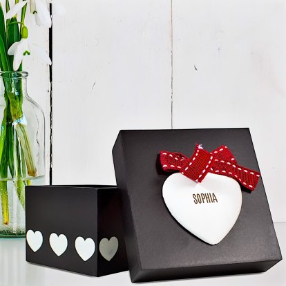 Personalised Black Love Heart Keepsake Box