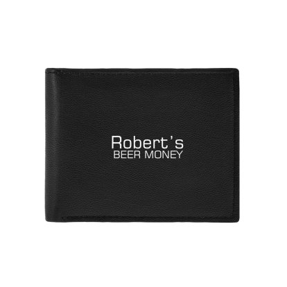 Personalised Luxury Message Black Leather Wallet