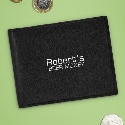 Personalised Luxury Message Black Leather Wallet