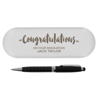 Personalised Black Pen & Gift Box - Congratulations 