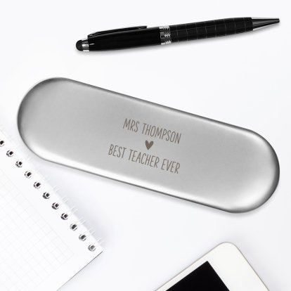 Personalised Black Pen & Gift Box - Heart Design