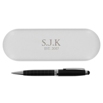 Personalised Black Pen & Gift Box - Initials