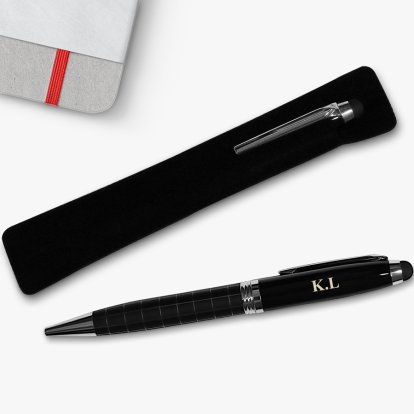 Personalised Black Pen with Sleeve - Initials