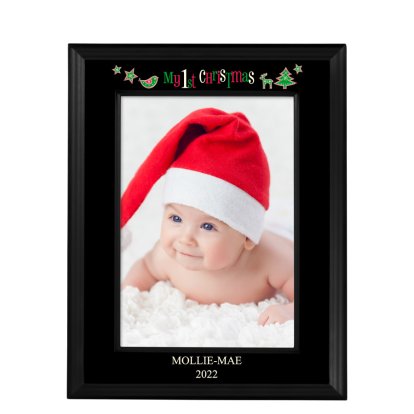Personalised Black Photo Frame - First Christmas