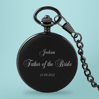 Personalised Black Pocket Watch - Classic Father of the Bride 