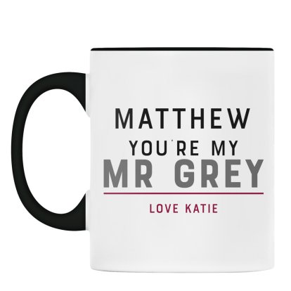 Personalised Black Rimmed Mug - Mr Grey