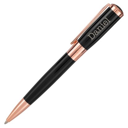 Personalised Black & Rose Gold Trim Pen
