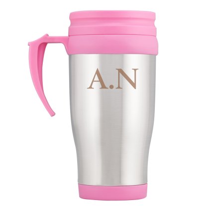 Personalised Pink Travel Mug - Initials