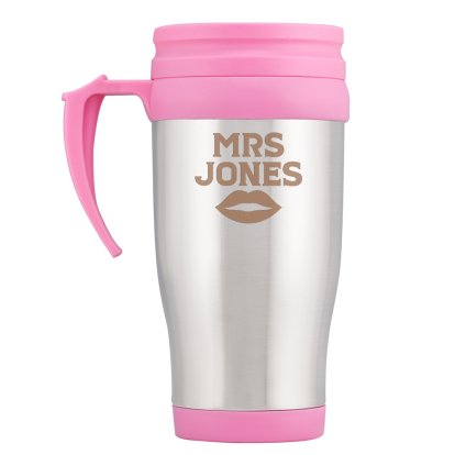 Personalised Pink Travel Mug for Her