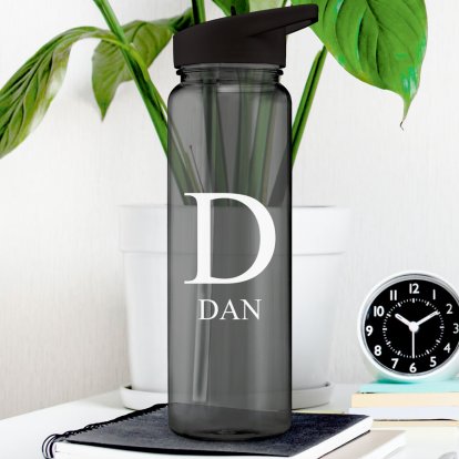 Personalised Black Water Bottle - Any Initial & Name