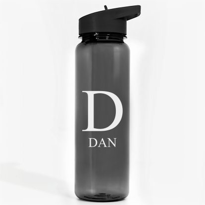 Personalised Black Water Bottle - Any Initial & Name