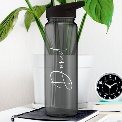 Personalised Black Water Bottle - Any Name 