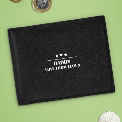 Personalised Luxury Worlds Best Dad Black Leather Wallet 