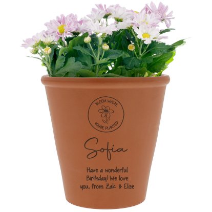 Personalised Blooming Flower Terracotta Planter