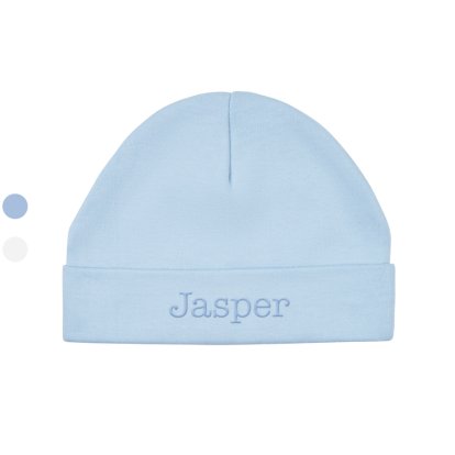 Personalised Blue Baby Beanie Hat