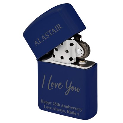 Personalised Blue Lighter - I love You 