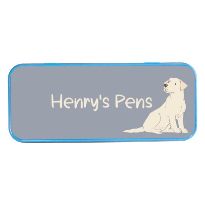 Personalised Blue Pencil Tin - Labrador