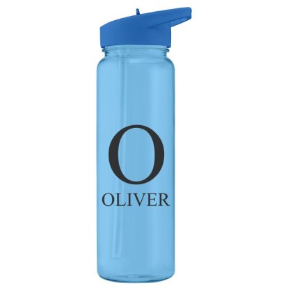 Personalised Blue Water Bottle - Any Initial & Name 